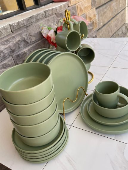 24 pcs dinner set thick body-greenish