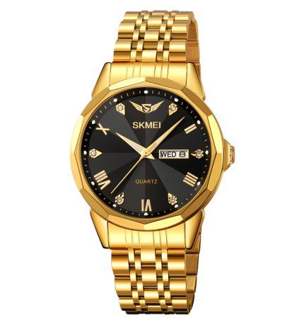 Skmei 2291 Men's Formal Quartz Waterproof Stainless Steel watch-gold black