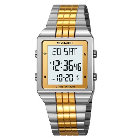 skmei 2335 new Arrival Men Digital Watch Stainless Steel Strap-silver