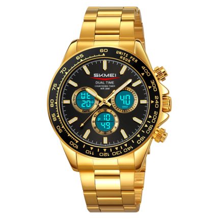 SKMEI 2505 Brand Fashion Men’s Watches Multi Functional Date stainless waterproof-goldblack