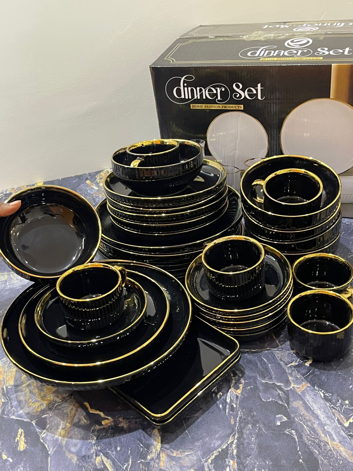 32pc black dinner set