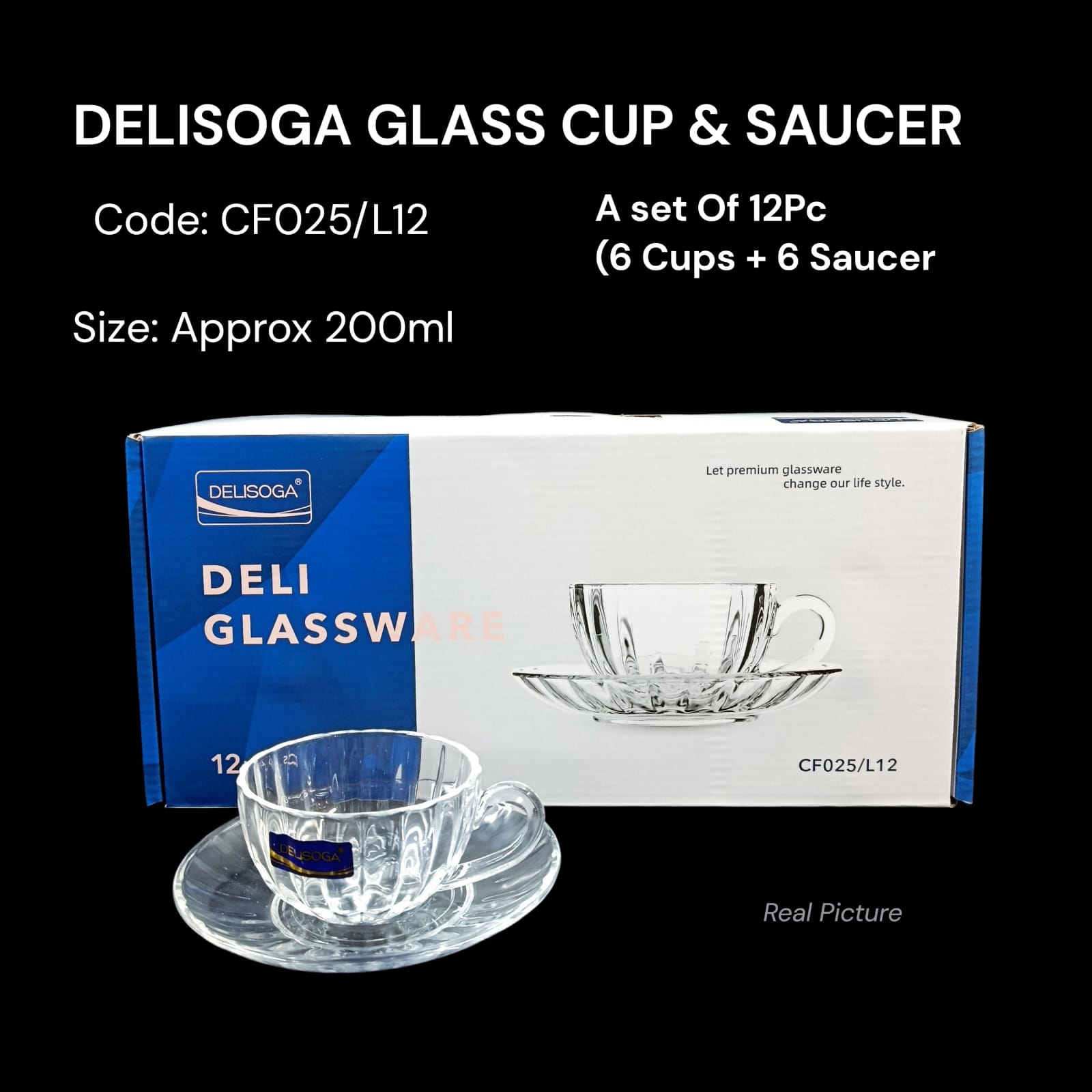 glass cup and saucer