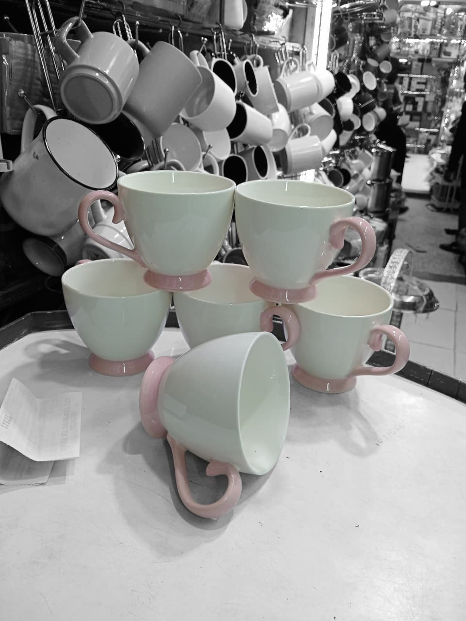 vintage white pink