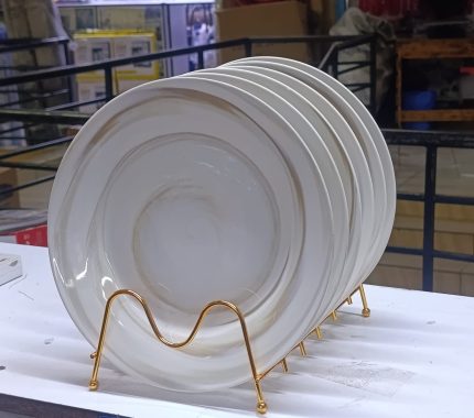 6pc ceramic beige patches dinner plates