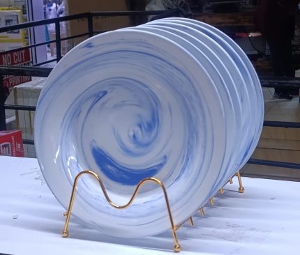 6pc ceramic blue patches dinner plates