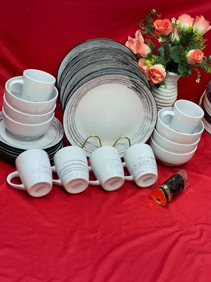 24pc edge strips Ceramic dinner set