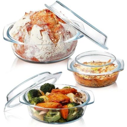 signature 3pc Glass Casserole dessert Serving Bowl