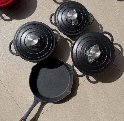 7pcs Enamel cast iron cookware-black