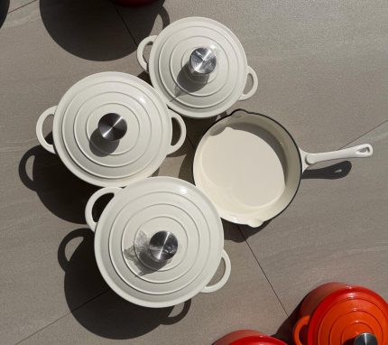 7pcs Enamel cast iron cookware-white