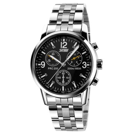 Skmei 9070 Men's Formal Stainless Steel Quartz Watch-silver white