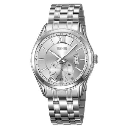 SKMEI 9319 quartz mens watch-silver white