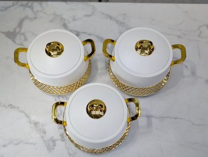 3pc Premium  Food warmers Casserole-white