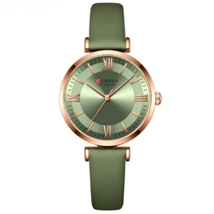 Curren 9079 Luxury Leather Strap Watch For Women-green 1 year battery warranty