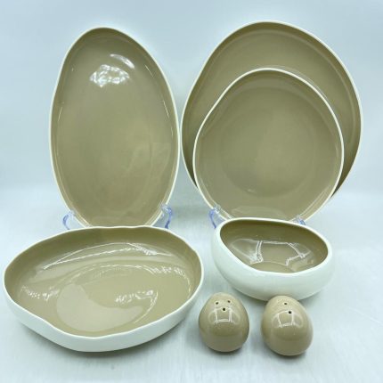 27pc deformed design Ceramic dinner set-beige cash on delivery
