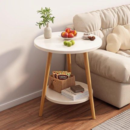 2 Layer Minimalist Nordic Style Coffee side table-white plain