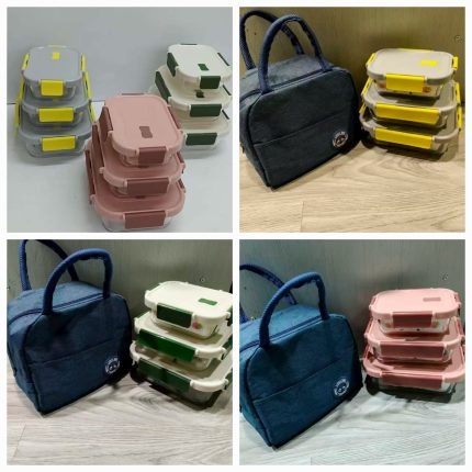 Glass snack/lunch box with bag