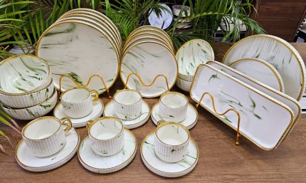 32 pc dinner set marble green