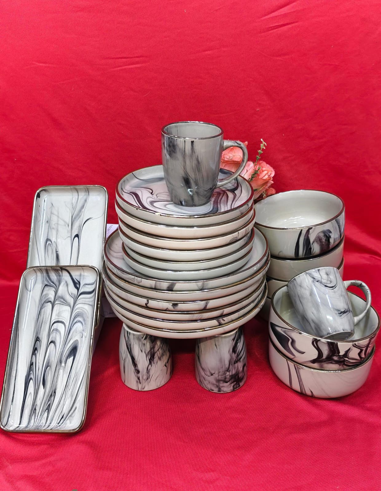26pc Marble dinner set