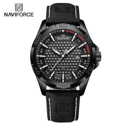 Naviforce NF8023 black Leather Watch for Men