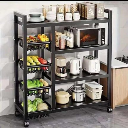 Multi-layer kitchen Storage Rack with  movable and lockable wheels (Size: 90*32*135cm)