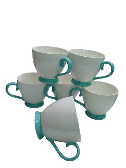6pc vintage design cups-green