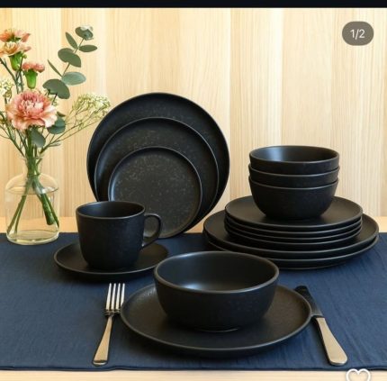 24 pcs dinner set ceramic smoothblack