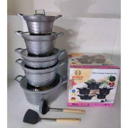 12pcs bosch granite coating cookware set-grey