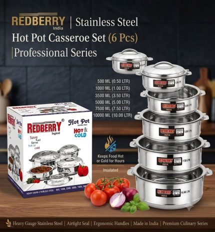 Premium Range of STAINLESS STEEL Insulated Hotpot : 6pcs Set