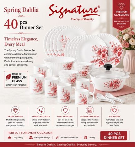 40 pcs Signature Glass Dinner Sets-spring dahlia