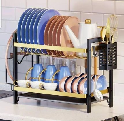 2 layer dish rack gold