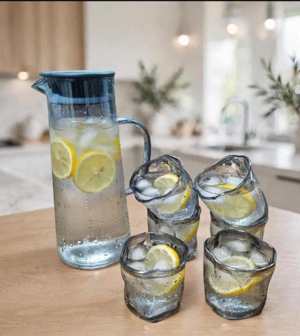 7pc glass Water set-greyish