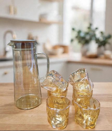 7pc glass Water set-orange